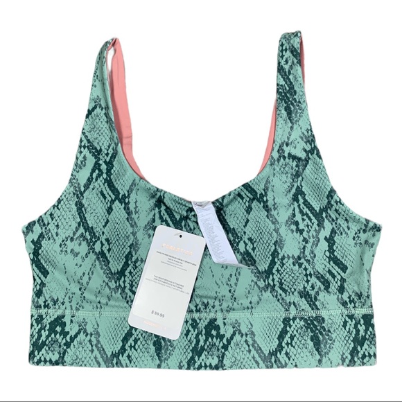 Fabletics Harlyn Midi Cactus Snake Print Reversible Sports Bra L - Picture 1 of 2